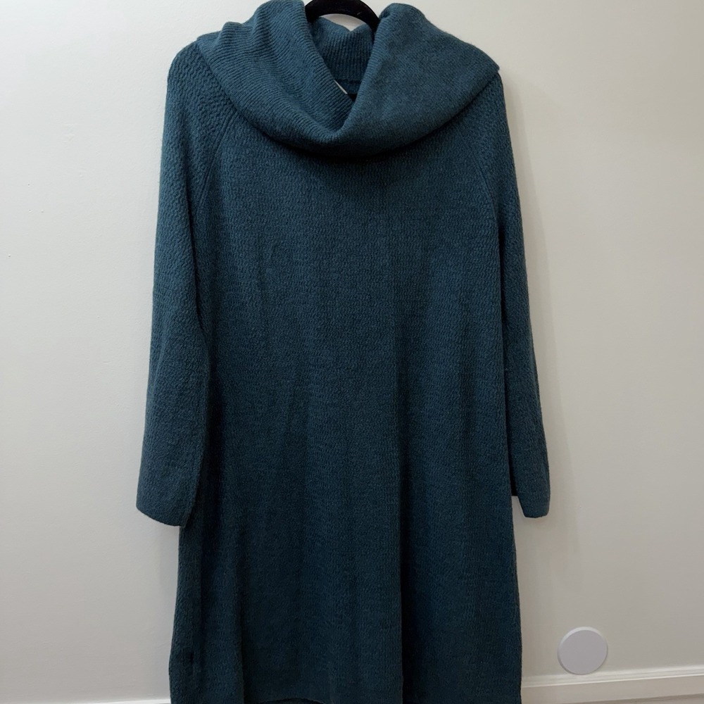 LOFT New Sweater Dress M Green Cowl Neck Classic Minimalist